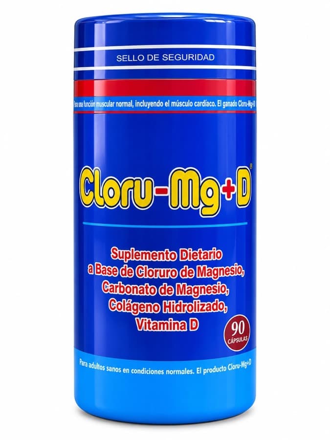 Suplemento de cloruro de magnesio con vitamina D, frasco de 90 cápsulas