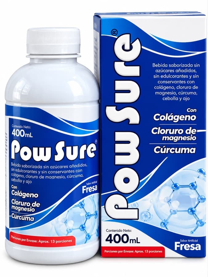 Bebida saborizada con colágeno y cúrcuma, botella de 400 mL con estuche